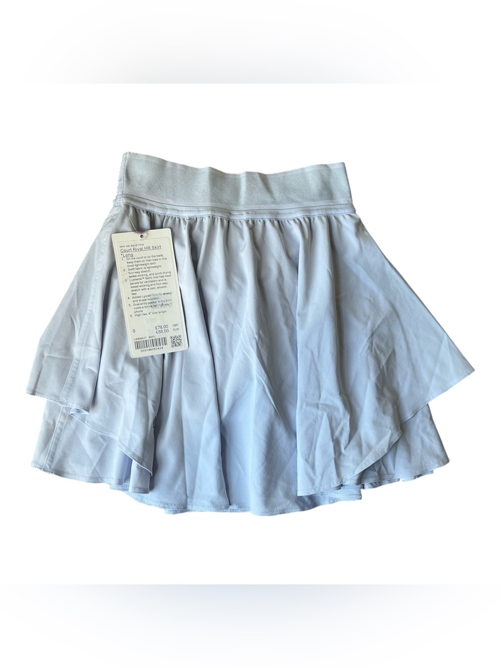 Lululemon Court Rival High-Rise Skirt Long Tall Blissful Blue Women Sz 0 NWT HTF